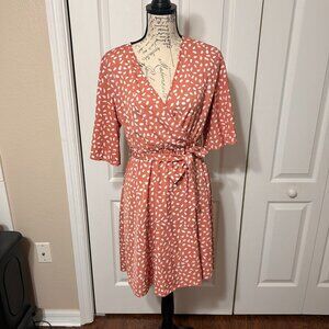Shein size large flutter sleeve faux wrap dress elastic waist